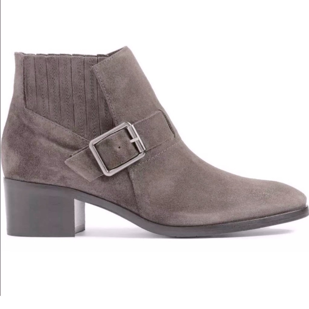 Aquatalia Waterproof Foster Grey Suede Ankle Buckle Booties 8